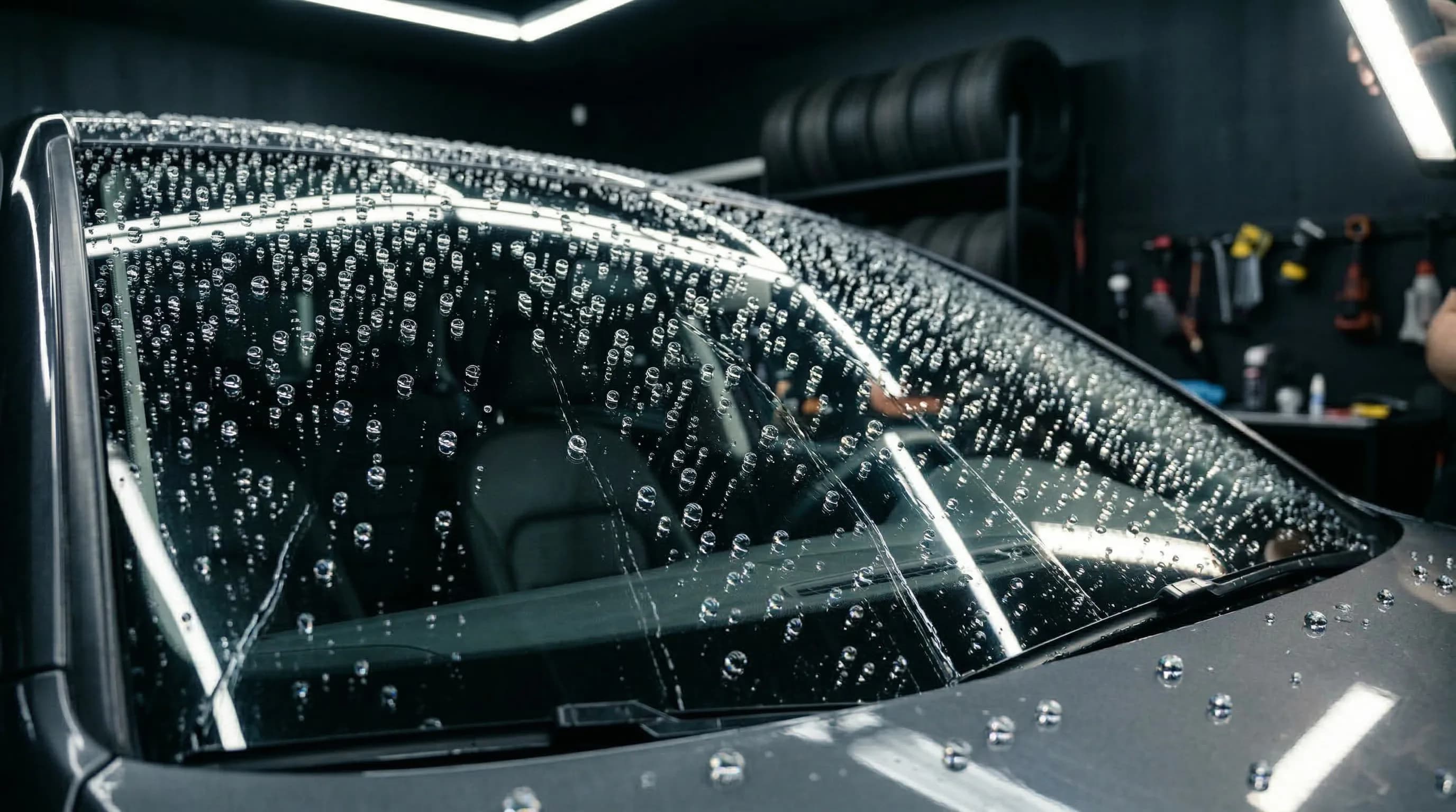 С антидождём — капли скатываются